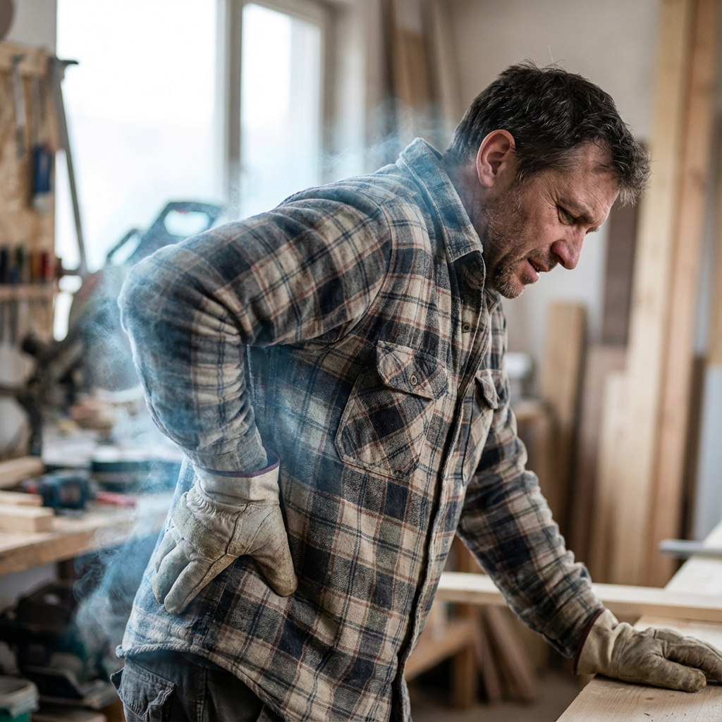 Mężczyzna odwrócony plecami, zimowe otoczenie